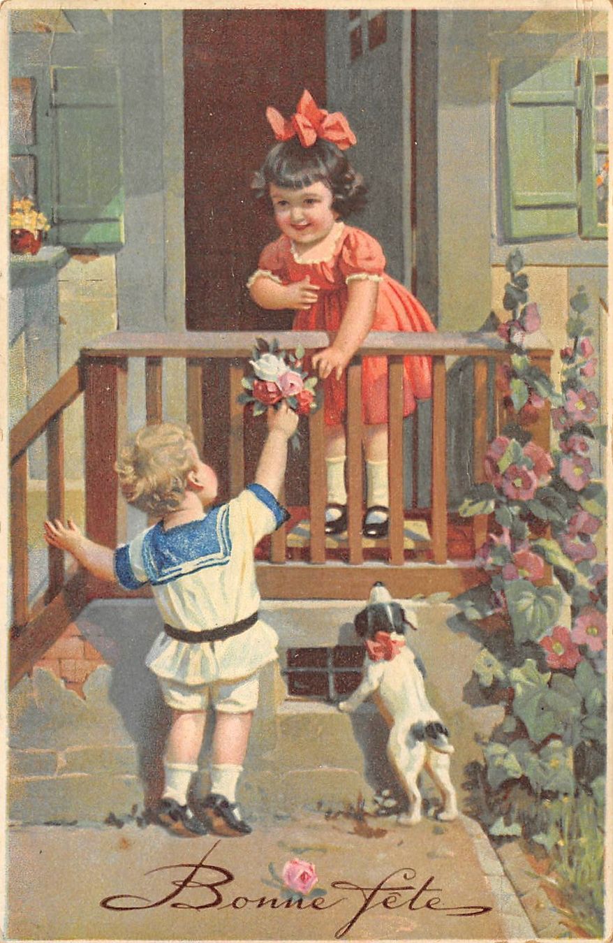 Cartoline postali: Zwei Kinder, Blumenstrauss – Usato da Ottikon b.Kemptth. venduto da Neptun1974