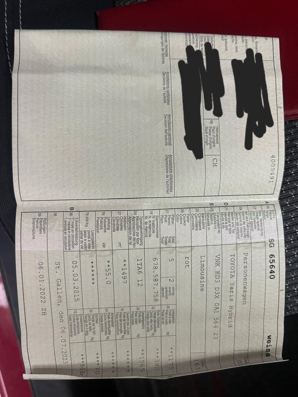 Toyota Automobili: toyota yaris hibrid – Difettoso da Wattwil venduto da wattwil1992 7