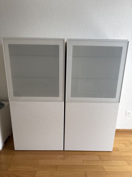 YESGIGA Vitrinenschrank Mit LED-Beleuchtung - Weißer Glasschrank 200cm (6 Türen, 3 Schubladen)