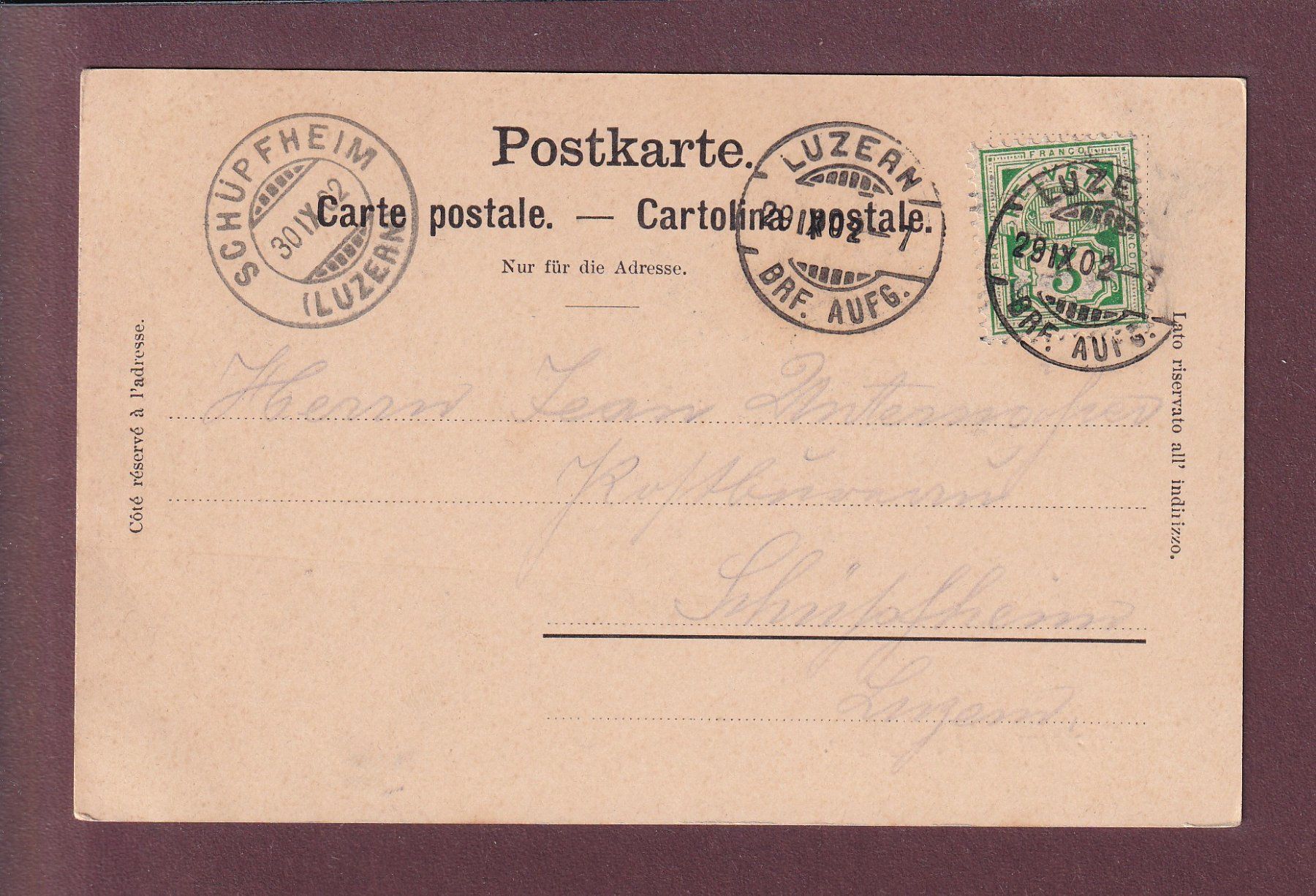 Cartoline postali: LUZERN und die Alpen - 1902 – Usato da Pully venduto da nicecards 1
