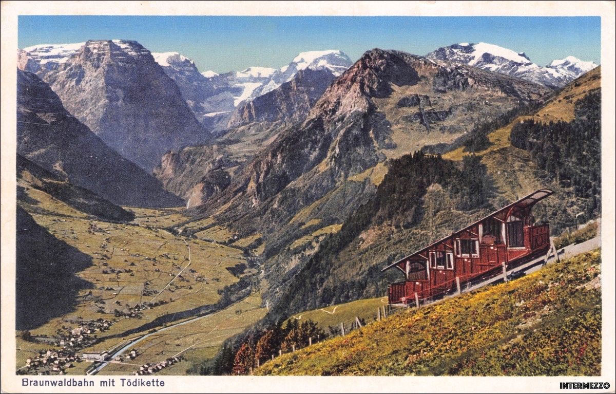 Cartoline postali: Braunwald GL // ca. 1910 Standseilbahn Tödi – Usato da Basel venduto da intermezzo12