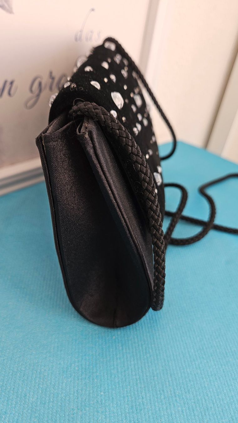 Borse da donna: Abendhandtasche Samt Satin Schwarz mit Strass – Usato da Gossau ZH venduto da fashiontwo 2