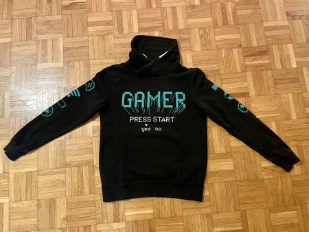 Schwarzer Gamer-Hoodie, Gr. 164