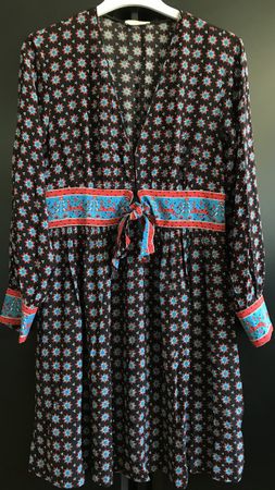 Robe Sandro Paris T40 noire imprimé fleuri boho chic