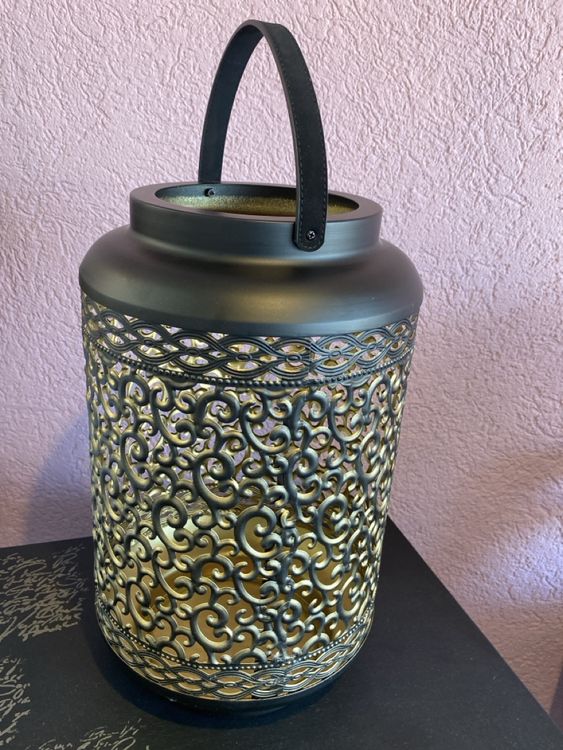 Lanternes: Grosse Laterne 48/30 cm, Schwarz/Gold, Metall, NEU (11) – Neuf avec emballage d'origine à Lotzwil par Tgdromad 5