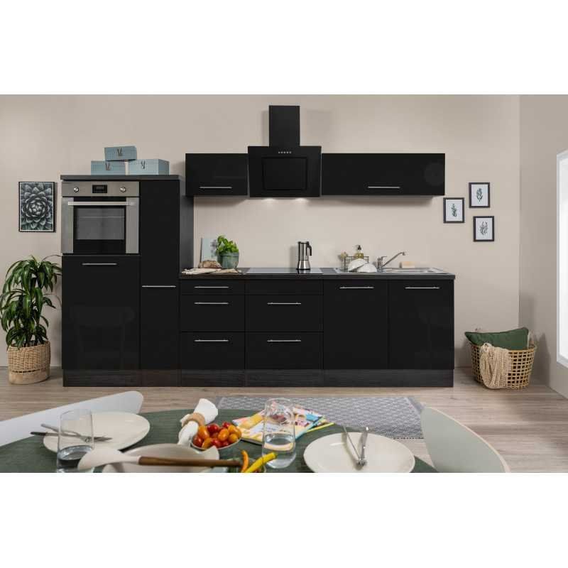 Cucine complete: 085 - Küchenzeile Küchenblock 300cm Eiche/Schwarzglanz – Nuovo e nell'imballaggio originale da Wallenwil venduto da toesstalvertrieb