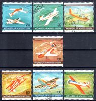 MONGOLEI 1980 WELTCUP-KUNSTFLUG 7 MARKEN GESTEMPELT - I183