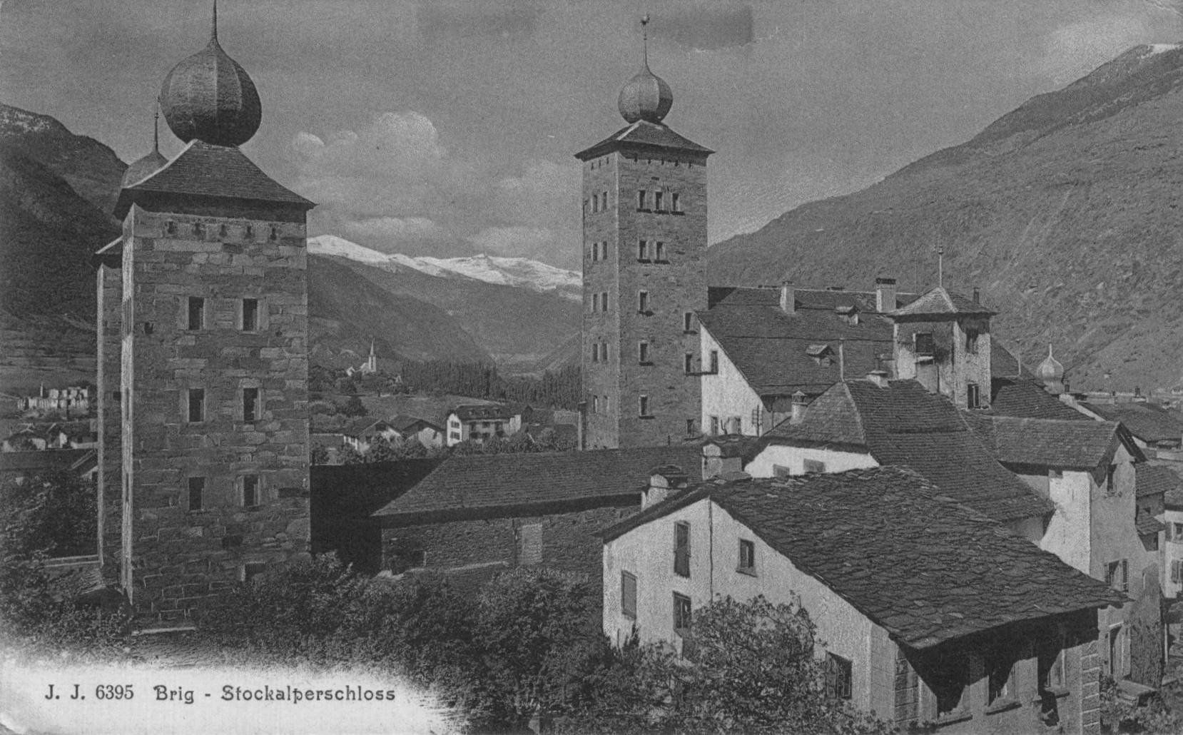 Ansichtskarten: Alte Ansichtskarte Brig, Stockalperschloss, Datum 25.03.1923 – Gebraucht aus Luzern von Kartenansicht