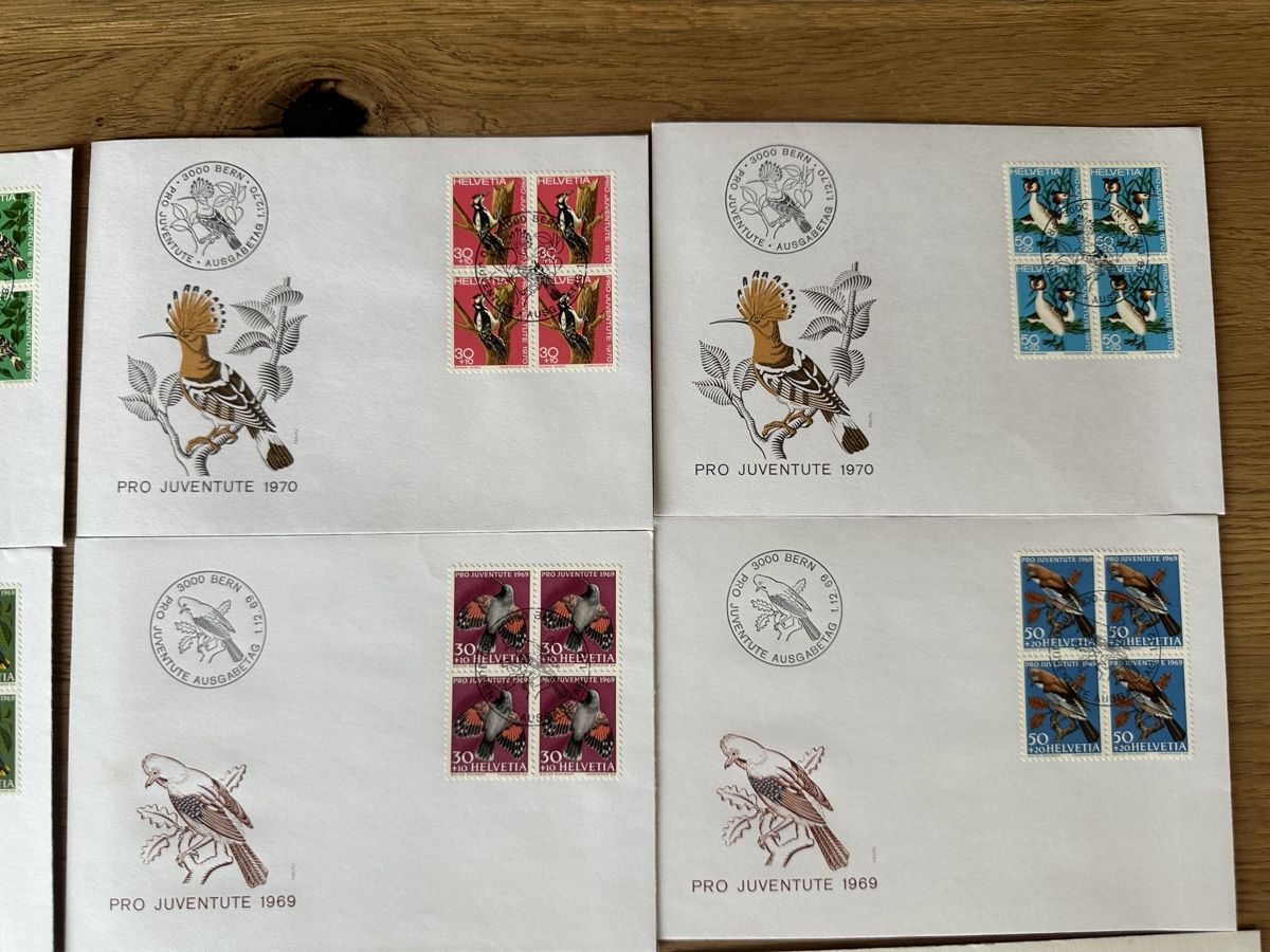 Alle Briefmarken: Schweiz - 13x Pro Juventute FDC 4er Blocks – Gebraucht aus Schmitten / FR von Samsara169 2
