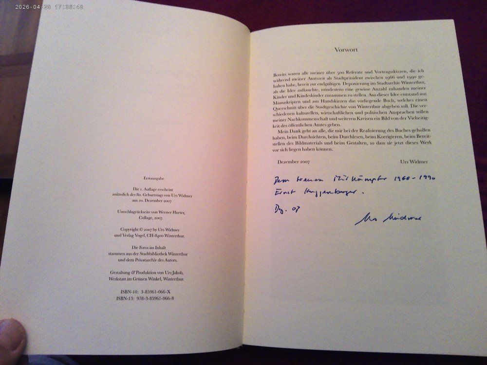 Libri: Urs Widmer - Gesprochenes Winterthur - Erstausgabe! – Usato da Volketswil venduto da nemo2000 1