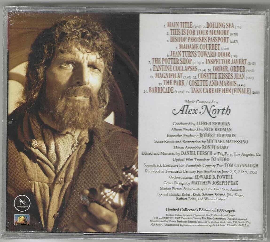 CD: Alex North - Les Miserables - Limited Edition- Neue – Nuovo e nell'imballaggio originale da Genève venduto da CDLPBookS 1