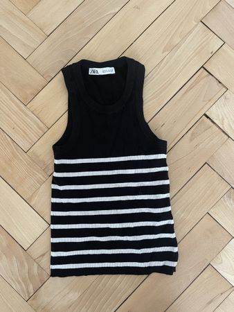 Zara Tank Top, Schwarz/Weiss gestreift, Gr. S, Neuwertig