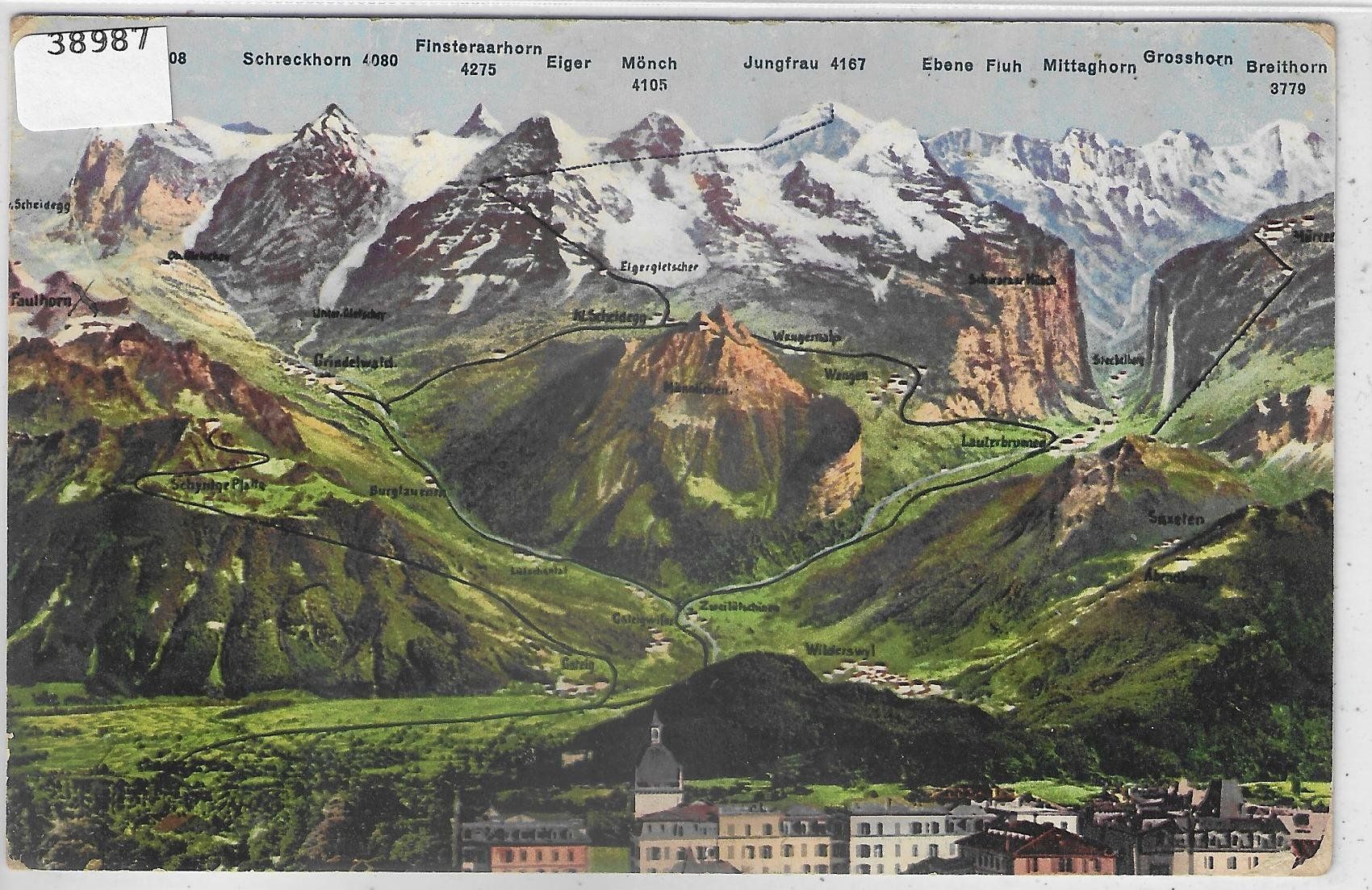 Ansichtskarten: Interlaken - Panaorama Relief - Litho – Gebraucht aus Ettingen von Kartenplanet