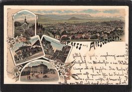 Litho: Gruss aus Altstätten SG , gel. 1900 , 5 bild