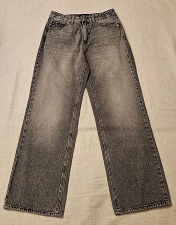 STRADIVARIUS Wide Leg Jeans Grau Acid Wash Gr. 38 (UK 10)