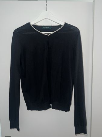 Ralph Lauren Black Cardigan with White Detail - M