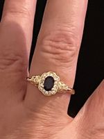 Bague vintage 59 plaquée jaune pierre bleue zircon neuv