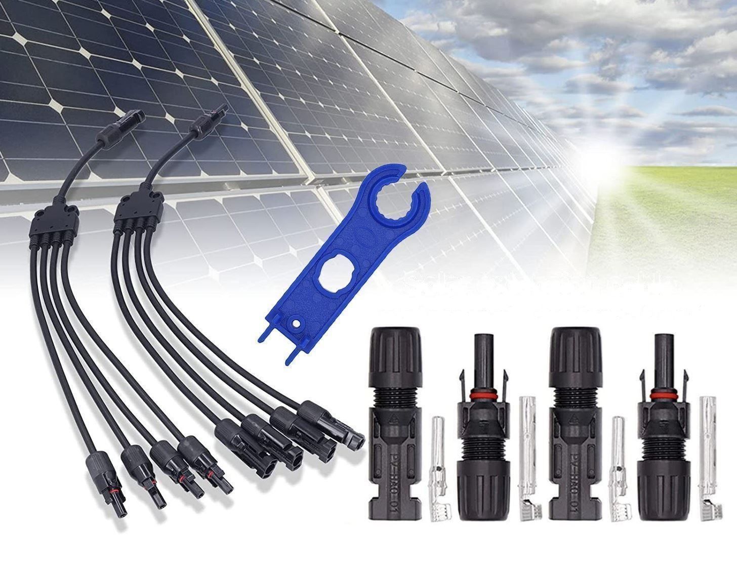 Dispositivi a energia solare: 4-fach Y-Solarpanel-Stecker MC4 Stecker – Nuovo (secondo la descrizione) da Thun venduto da nuonuo