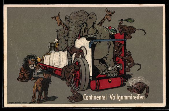 Cartoline postali: Elefant mit Nilpferd und Giraffen im Las – Usato da Berlin venduto da bartko-reher