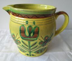 Krug / Vase aus Keramik bemalt mit Blumen
