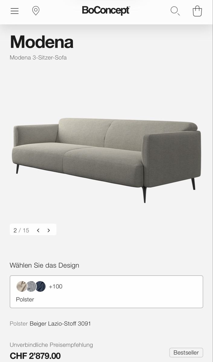 Sofas: 2 x BoConcept Modena three-seater sofas – Neuf (Voir description) à Zürich par original_secondhand 3