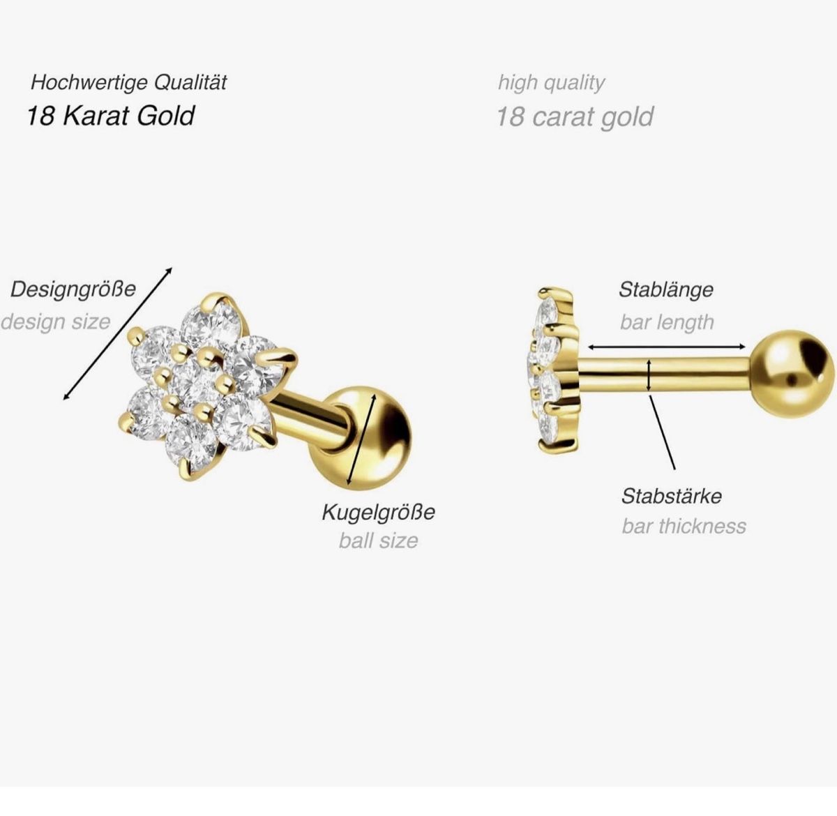 Bijoux piercing: PIERCING 750er Gold Ohrpiercing | 18 KARAT – Neuf avec emballage d'origine à Hemmental par MeinGold1 2