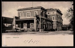 AK Lugano, Stazzione, Bahnhof, 1909