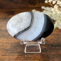 ✲ Schwarzer Achat Quarz Handschmeichler ✲ 63g / 59mm Agate