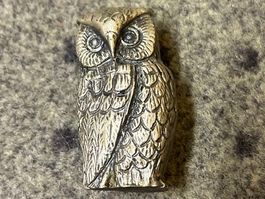 Vintage Eule Miniatur Figur, Zinn, Sammlerstück