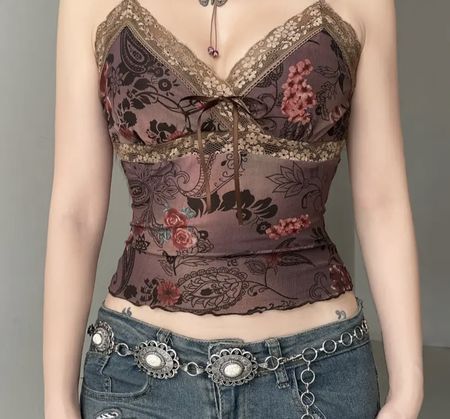 Sommer Top mit Blumenmuster, Spitze, Grösse S, vintage.