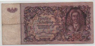 Banconote: 50 SCELLINI -2 GENNAIO 1951 - AUSTRIA – Usato da CHIASSO venduto da Rochelle59.