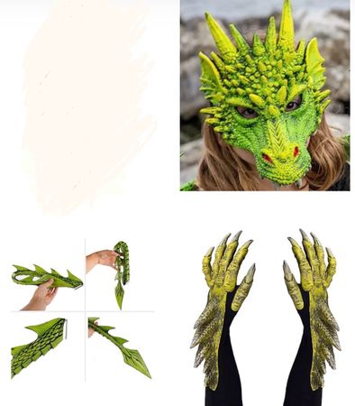 Neues Drache-Set, Maske, Schwanz, Handschuhe