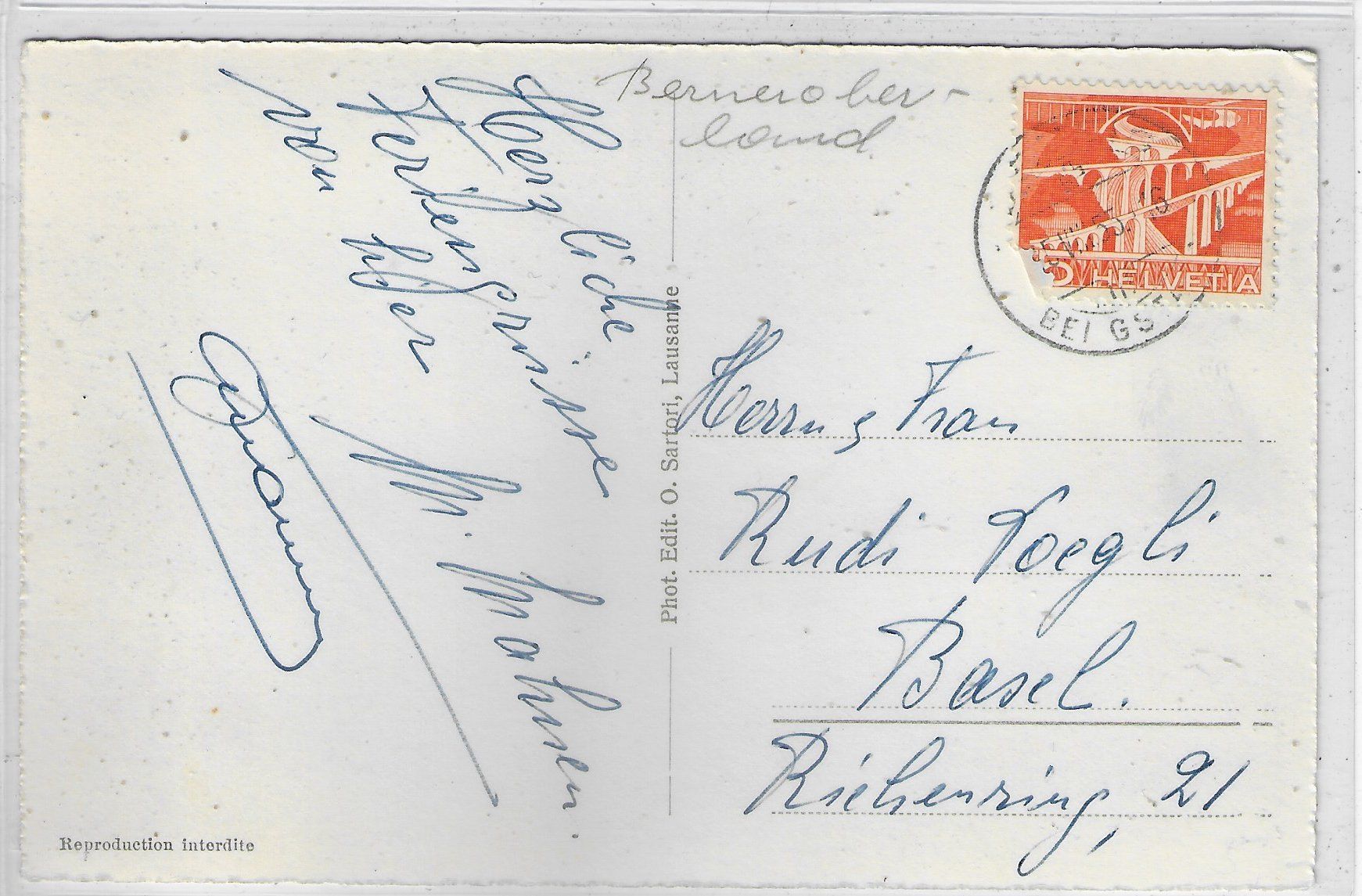 Cartoline postali: Gsteig - Kirche mit Classic Car – Usato da Ettingen venduto da Kartenplanet 1