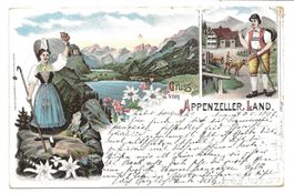 Gruss vom Appenzeller Land (AI) Tracht - Senn - Litho - 1897