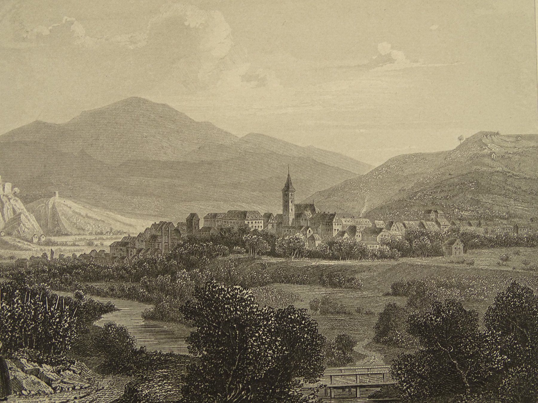 Incisioni: LÖRRACH, BADEN-WÜRTTEMBERG, STAHLSTICH 1856 – Usato da Grüningen venduto da Kartensammler 2