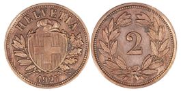 2 Rappen von 1927 (vorzüglich +)