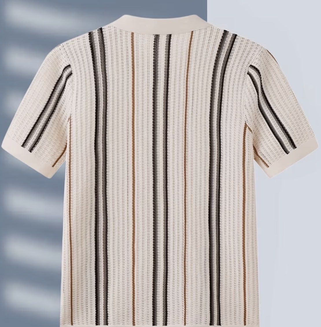 Polo-Shirts: Strick-Polo kurzarm beige gestreift Grösse M neu – Neu und originalverpackt aus Flüelen von Xnoorzaihabibi 1