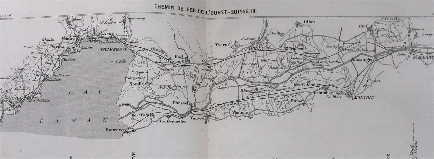 Cartes géographiques & atlas: Chemin de Fer Vevey St. Maurice 1861 – D'occasion à Rafz par booksell 1