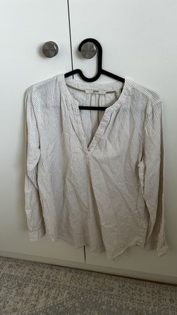 Leichte Esprit Bluse, Weiss/Beige, Grösse XS