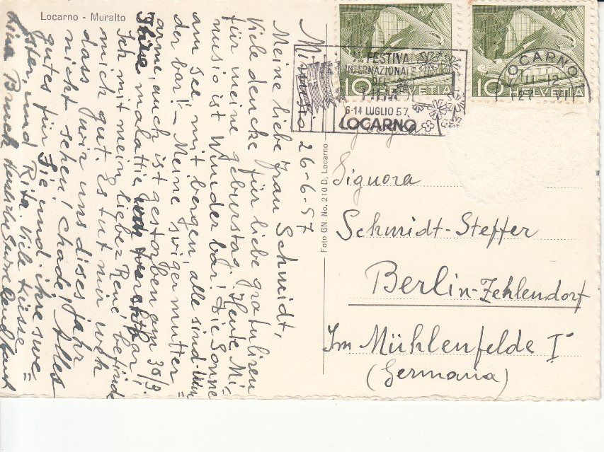 Cartoline postali: Lugano Muralto 1957 – Usato da Bürglen TG venduto da StampGraf 1