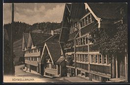 Schwellbrunn, Strassenpartie mit Holzhau