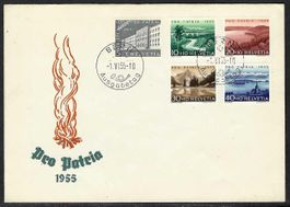 1955, B71-75 Serie auf illustriertem, unadr. FDC (15678)