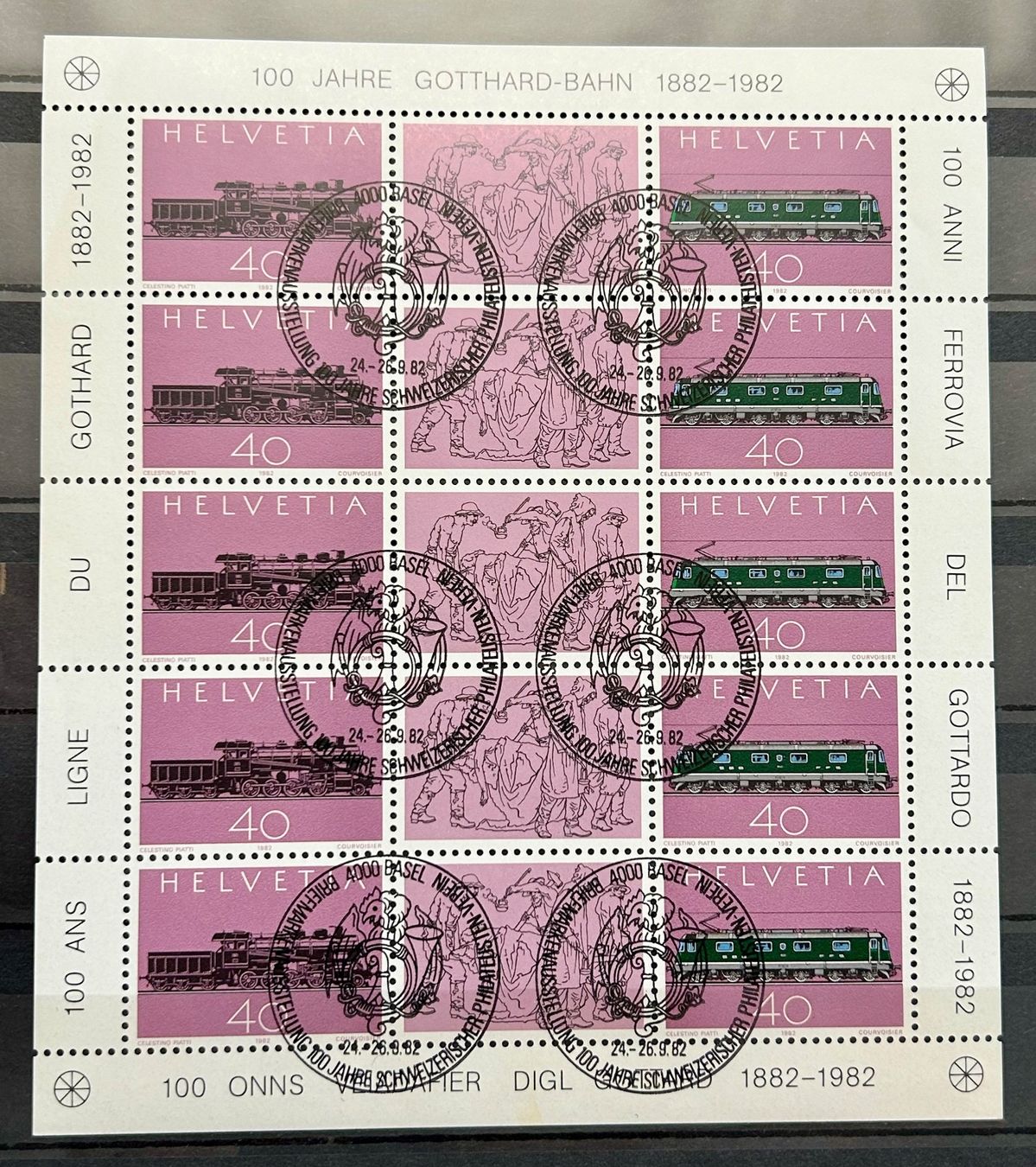 Alle Briefmarken: Selten Kleinbogen - "Gotthard Bahn 100 Jahre 1882-1982" – Neu (gemäss Beschreibung) aus Braunau von Duczelli