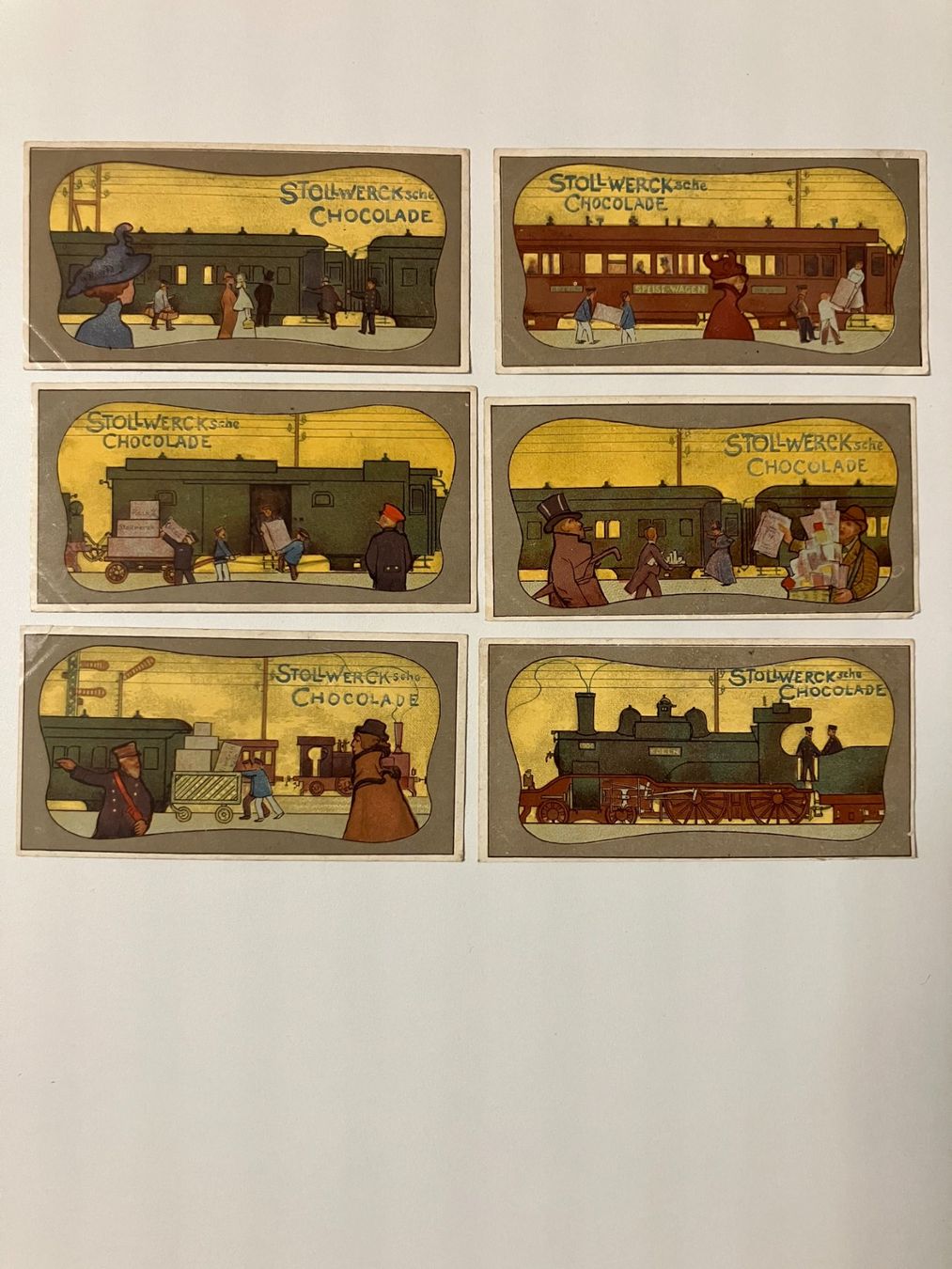 Cartoline postali: Bildkarten Motiv Eisenbahn, 6 Stk., Stollwerks Chocolade – Usato da Würenlos venduto da Eulenpostuhu