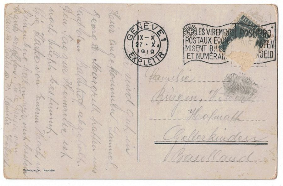 Cartoline postali: Genève, voitures d'époque devant Brunswick, circulée 1919 – Usato da Frauenfeld venduto da POML 1