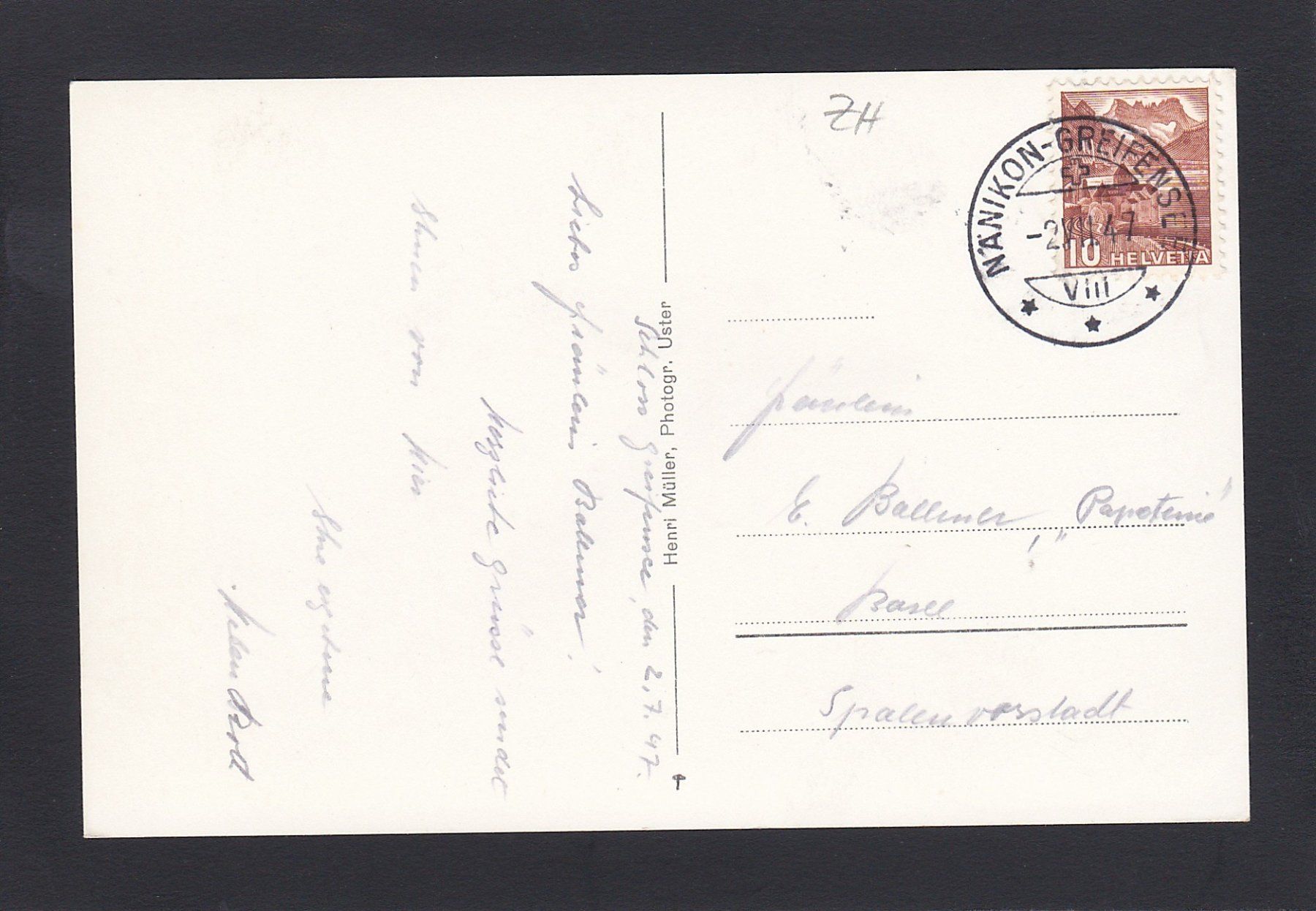 Cartoline postali: GREIFENSEE, 1947 – Usato da Reiden venduto da cinfis 1