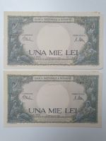 🇷🇴 Romania Lot 2*1000 lei 1941 near Consecutive UNC
