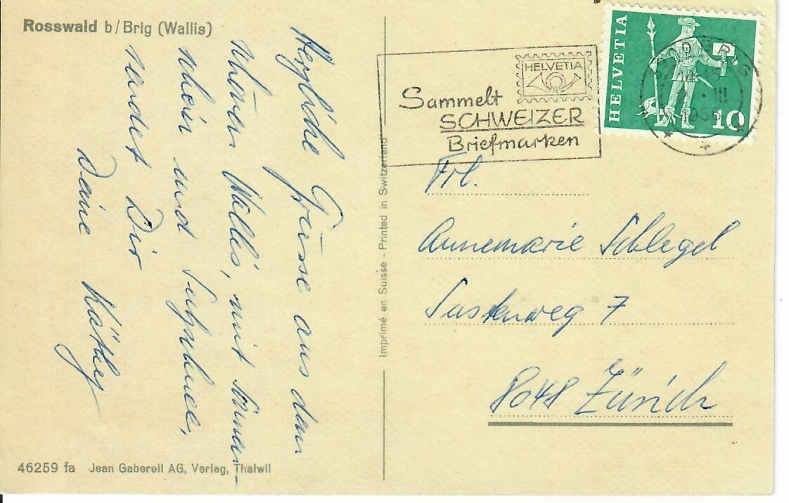 Cartoline postali: Rosswald b/Brig – Usato da Hochdorf venduto da Ziegel-16 1