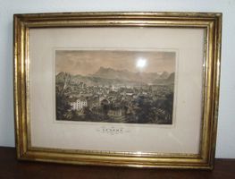 " Luzern " antike Lithographie Gebr. Eglin im Goldrahmen