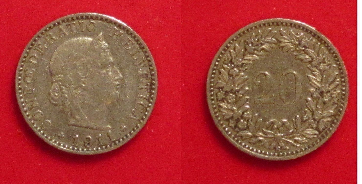 Tutti le monete: 20 Rappen 1911 – Usato da Allschwil venduto da Coinfreak